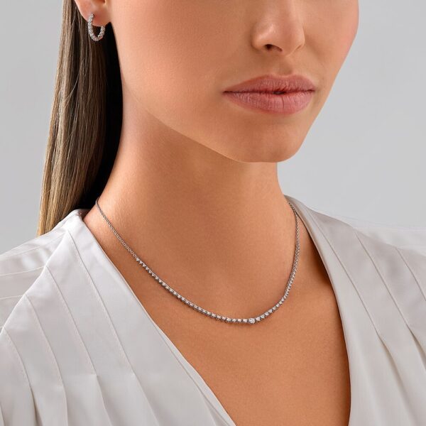 1.00 Carat TW Laboratory-Grown Diamond Tennis Necklace set in White Gold - Image 2