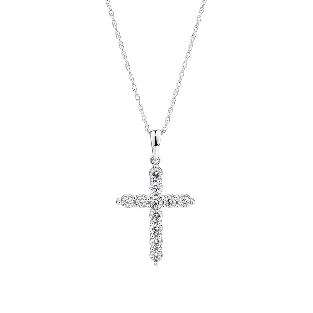 Cross Pendant with 0.50 Carat TW of Diamonds in White Gold - The ...