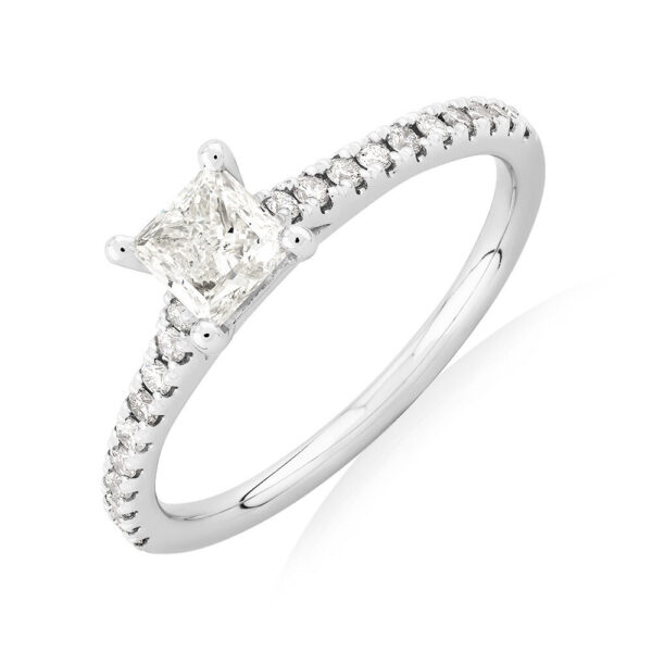 Engagement Ring with 0.78 Carat TW Diamonds in 18kt White Gold