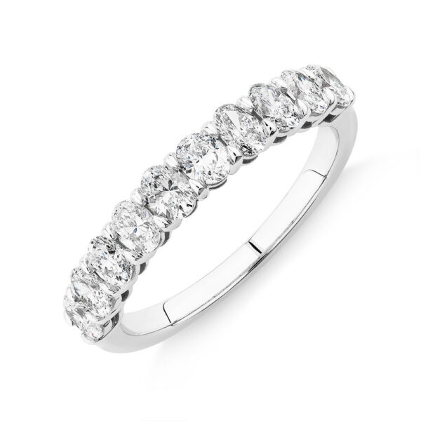 10 Stone Wedding Band with .90 Carat TW Diamonds in White Gold