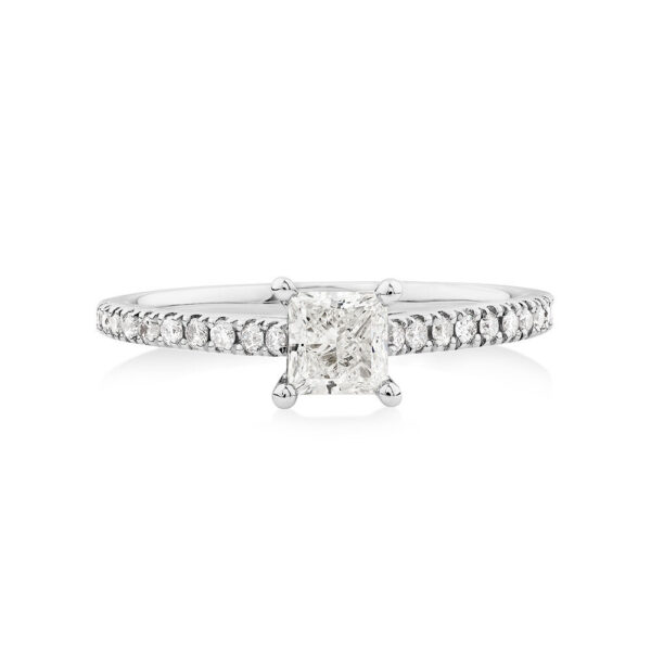 Engagement Ring with 0.78 Carat TW Diamonds in 18kt White Gold - Image 3