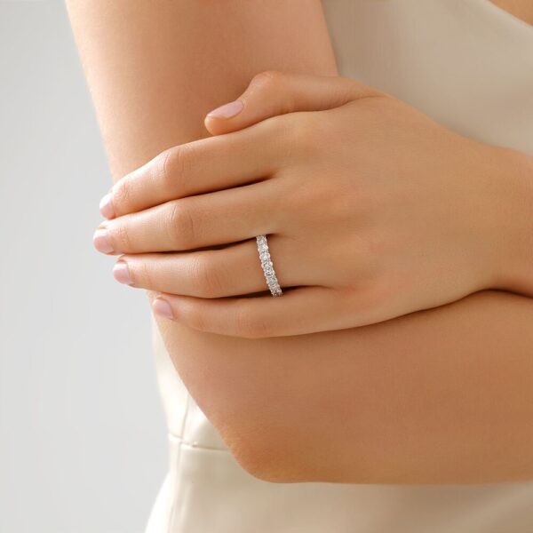 10 Stone Wedding Band with .90 Carat TW Diamonds in White Gold - Image 2