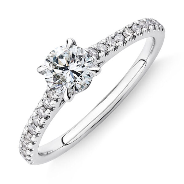 Engagement Ring with 0.78 Carat TW of Diamonds in 14kt White Gold