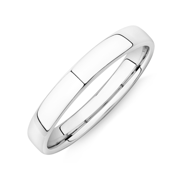 3mm Half Round Wedding Band in White Gold