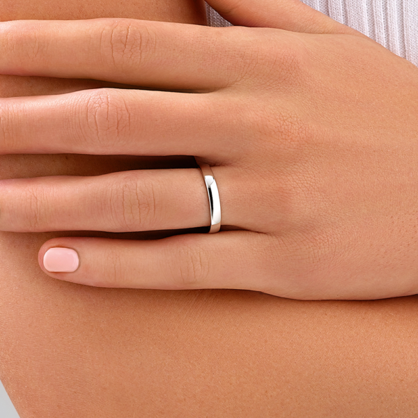 3mm Half Round Wedding Band in White Gold - Image 2
