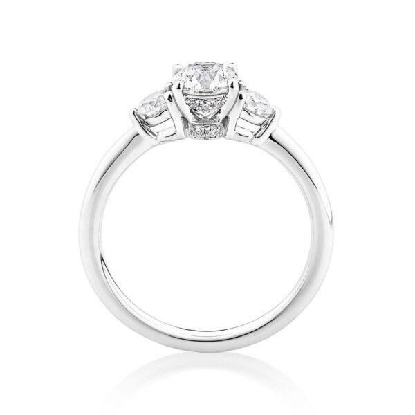 Three Stone Engagement Ring with 0.90 Carat TW of Diamonds in 18kt White Gold - Image 4
