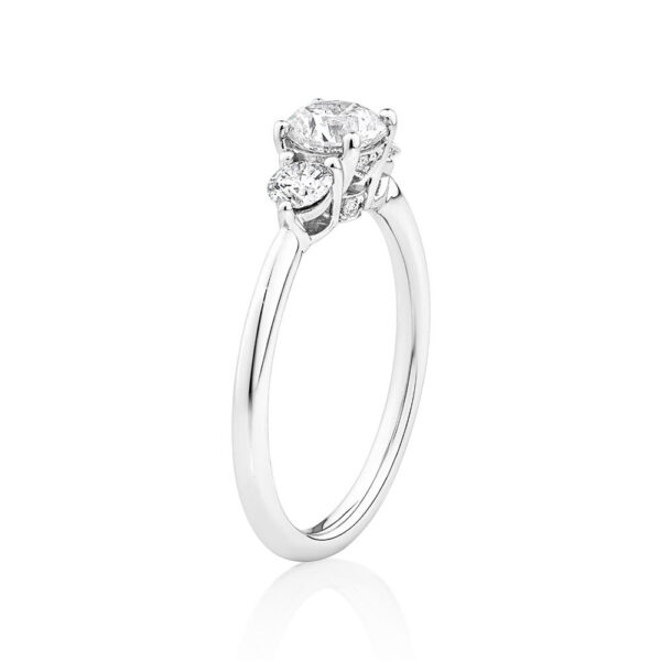 Three Stone Engagement Ring with 0.90 Carat TW of Diamonds in 18kt White Gold - Image 5