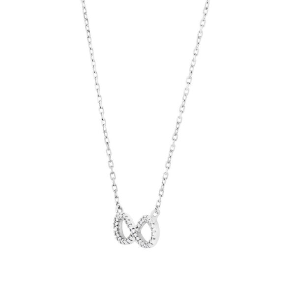 Infinity Necklace with Diamonds in Sterling Silver/ White Gold - Image 3