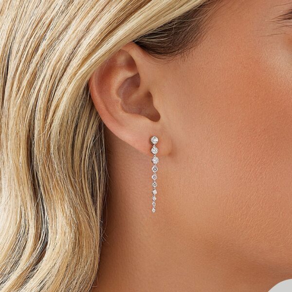 Drop Earrings with 1.00 Carat TW of Diamonds in 18kt White Gold - Image 2