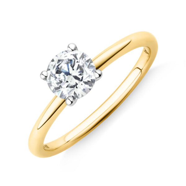 0.70 Carat Laboratory-Grown Diamond Ring in 18kt Yellow & White Gold