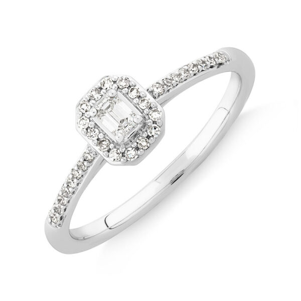 Halo Engagement Ring with .20TW of Diamonds in 18k White Gold
