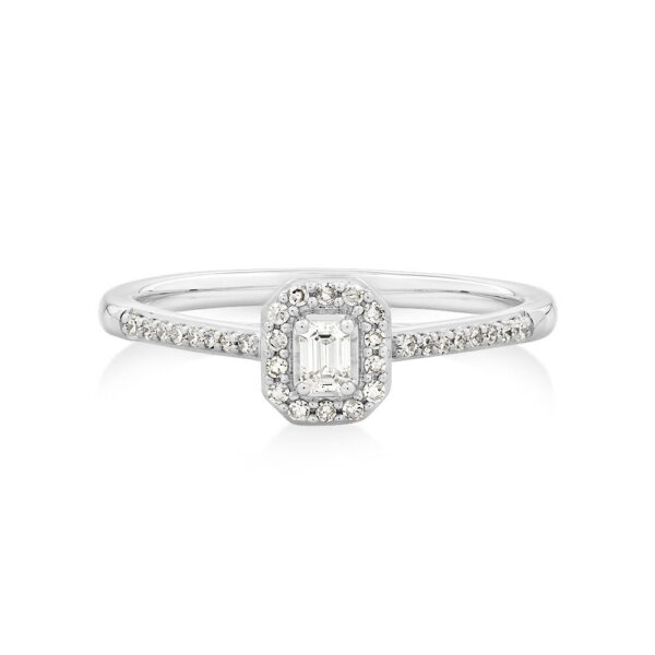 Halo Engagement Ring with .20TW of Diamonds in 18k White Gold - Image 3