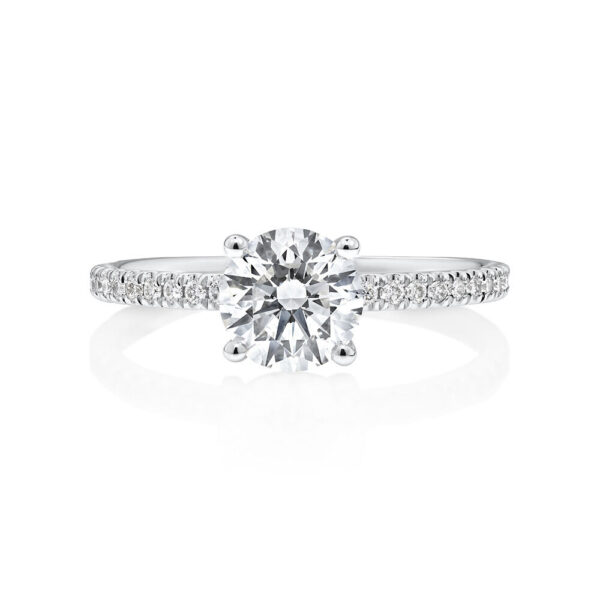 Diamonds Engagement Ring with a 1 Carat Round Centre Laboratory-Grown Diamond and shouldered by 0.14 Carat TW of Natural Diamonds in 14kt White Gold - Image 2