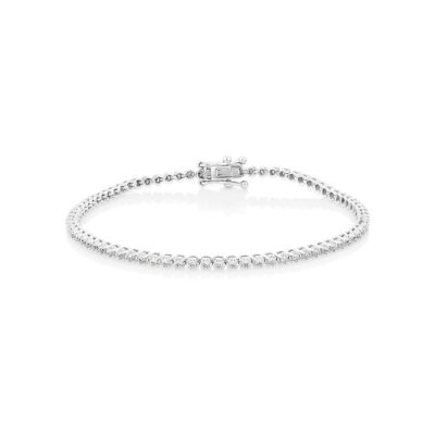 0.90 Carat TW Laboratory-Grown Diamond Tennis Bracelet set in 10kt White Gold
